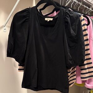 Madewell 100% cotton Black Puff Sleeve Blouse
